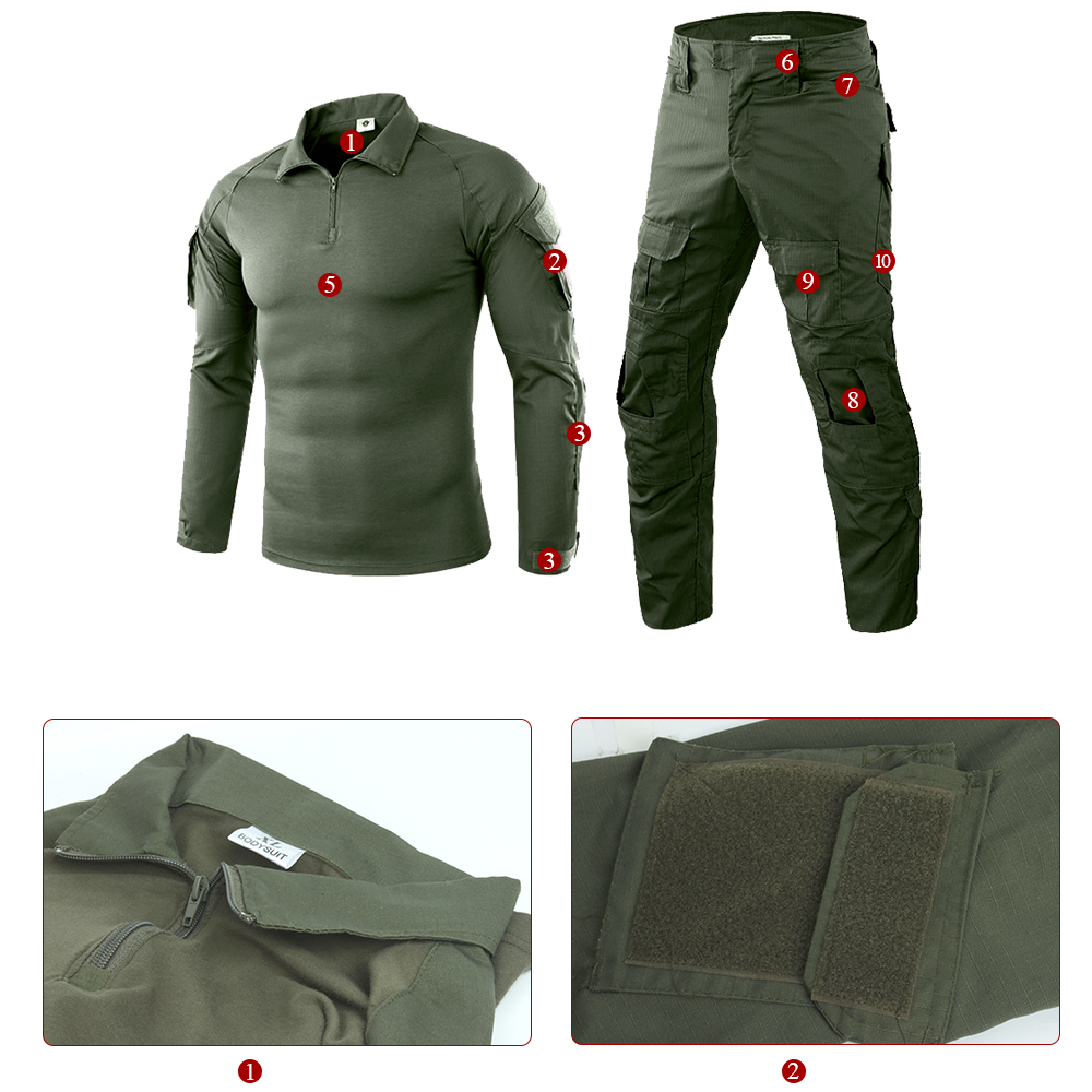 Conjunto de camisa e calça de combate tático masculino SABADO manga longa uniforme militar